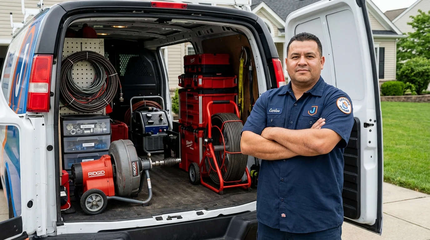 Professional drain cleaning equipment and Johns Plumbing LLC plumber in Roanoke